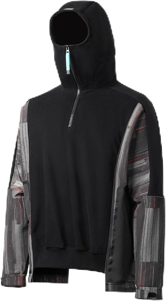 Men's Techwear Cyberpunk 2077 Hoodie, Zip up High Neck Hooded Sweatshirt, Tactical Pocket Design