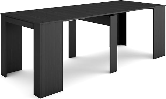 Skraut Home | Extendable Console Table | Folding Dining Table | 220 | For 10 diners | Folding table | Modern Style | Black
