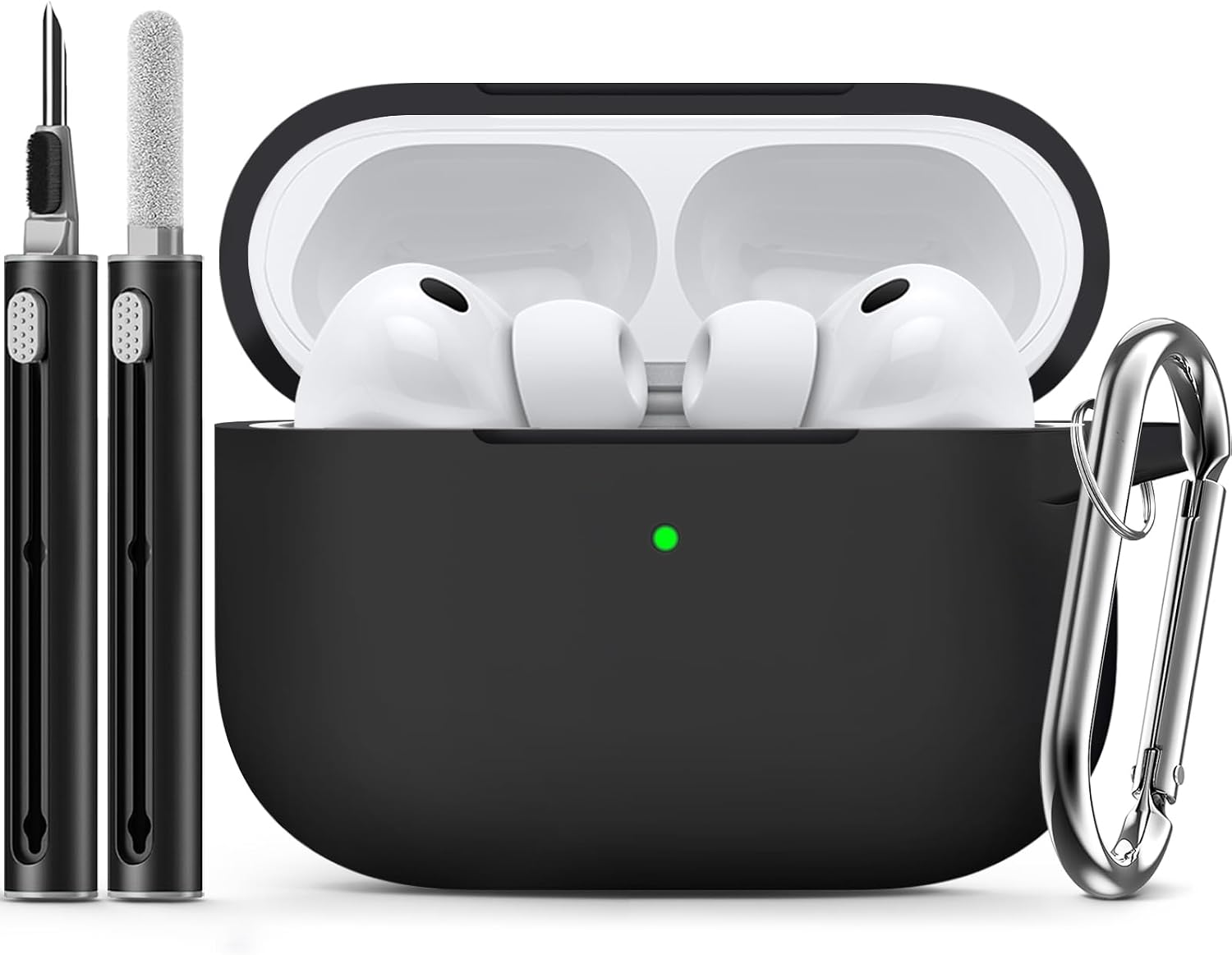 Inesore Compatible with AirPods Pro 3 Case with Cleaning Kit, Silicone Protective Case Cover for Apple Air Pods Pro 3rd 2025, Unisex Design - Black