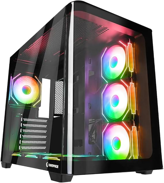 Rampage LOOPY PLUS Siyah 7 * 12cm ARGB Fan 950W 80 Plus Standart Temperli Cam Kumandalı ATX Mid-T Gaming Oyuncu Kasası