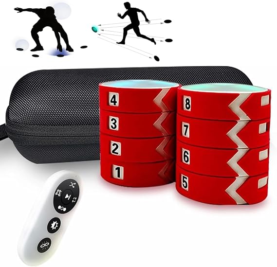 Reaction Training Light Pod, Agile Fitness Light, 4 Modes and 4 Light Colors with Remote Control, Hand-Eye Coordination Training, Reaction-Enhancing Speed and Agility