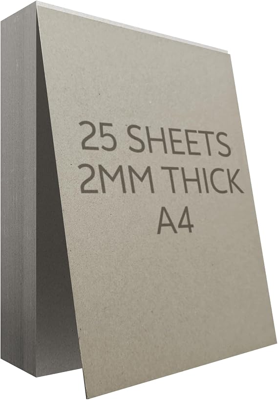 A4 Greyboard 25 Sheets, 2mm 2000 Micron Mount Board Backing Board, Thick Cardboard for Model Making Presentation
