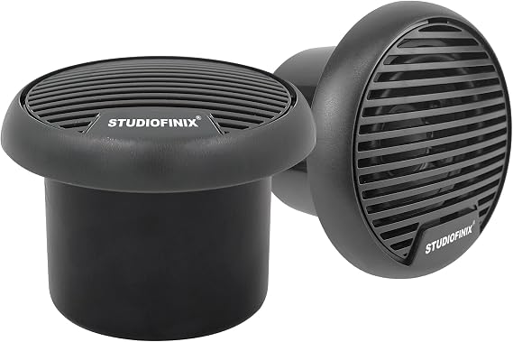 STUDIOFINIX 3 Inch Waterproof System Weather Proof Coaxial Boat Speakers Marine Stereo Outdoor Loudspeaker System Set for Car Van Truck Tractor Caravan Motorhome (Gray)