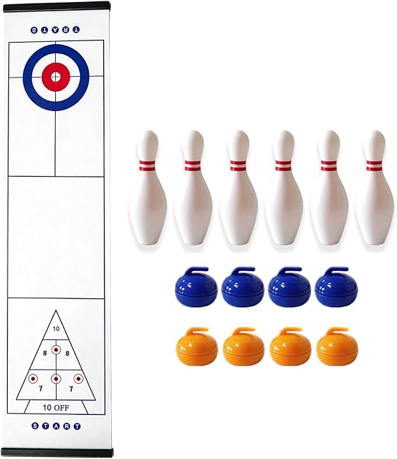 15 PCS SET Curling Game, Curling Bowling Games, Tabletop Curling Game,Portable Team Board Games,Tabletop Training Family Party Games for Adults Indoor, Travel
