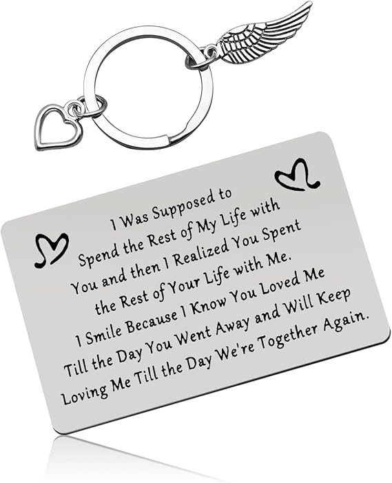 Baipilu Memorial Wallet Insert Card Gifts in Memory Husband Engraved Wallet Card Inserts Gift Sympathy Gift from Loss of Boyfriend Remembrance Bereavement Gift for Wife Loss of Husband Memorial