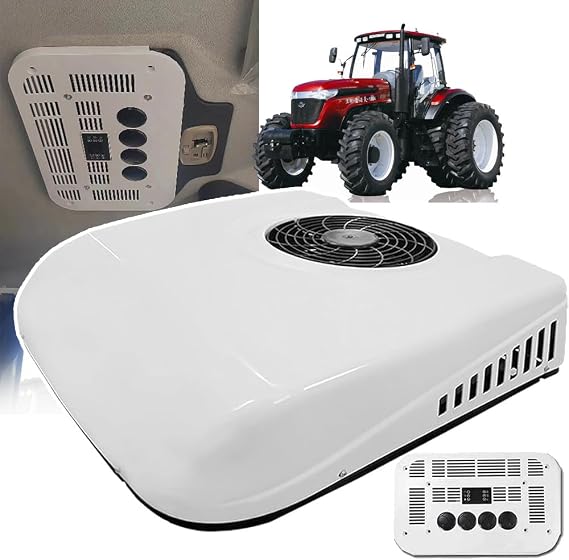 Rooftop Air Conditioner for Tractors, 12V/24V Parking Air Conditioning with Cold Function, Suitable for Trucks, Campers, Buses, Excavators, Agricultural Vehicles,12V