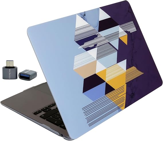 McStorey MacBook Air 13.6 İnç Geometrik Desenli Kılıf A2681 A3113 A3240 A3449 M2 M3 M4 M5 Uyumlu İnce Sert Kapak Hard Case Siyah