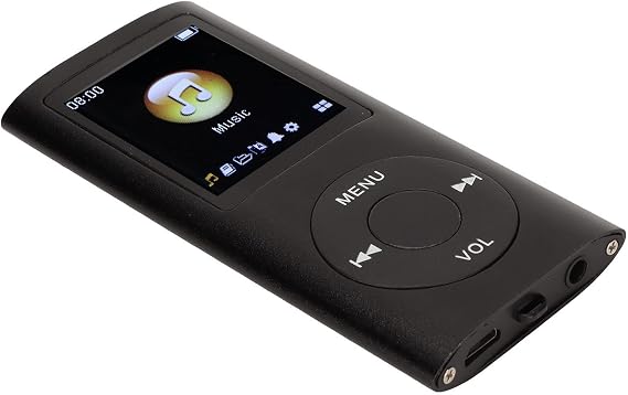 Portable MP3 Player Compact Design 1.8 Inch LCD High Fidelity Sound Music Player Digital Audio Device Metal Body Memory Support (Black)