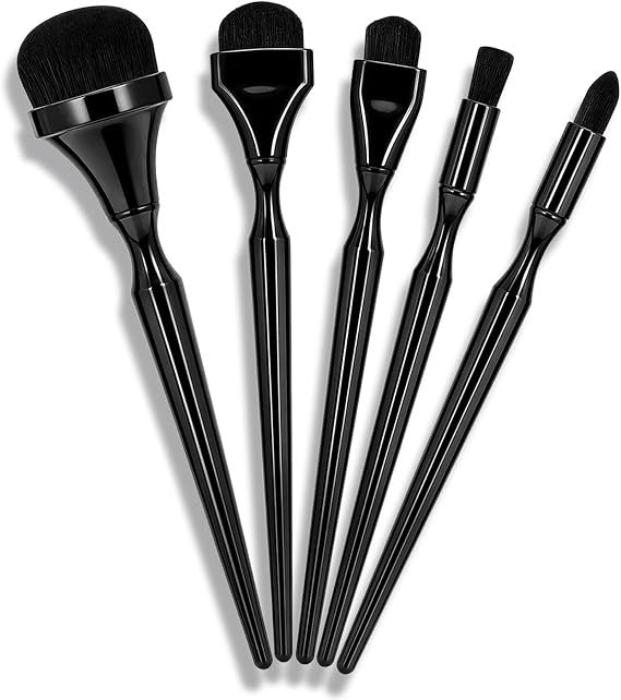 Professional Blending Brush Set for Charcoal Art, 5 Pcs Synthetic Watercolour Brushes for Artists, Multi-Purpose Stencil Brush and Charcoal Pencils Smudging Tool for Sketching & Painting, Black