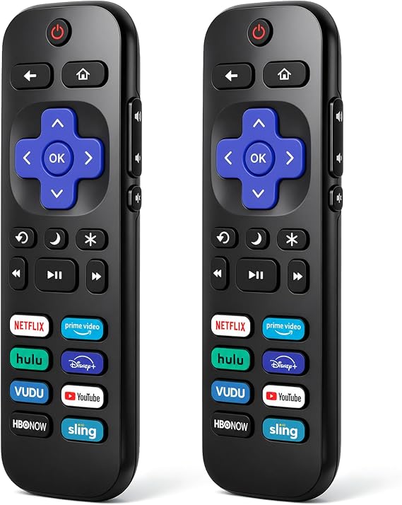 2 Pack Replacement Remote Control for Roku TV, Compatible with All TCL Roku/Hisense Roku/Onn Roku//Westinghouse/Sharp/Philips Roku TV (Not for Roku Stick, Box or Speaker) (2P for Roku)