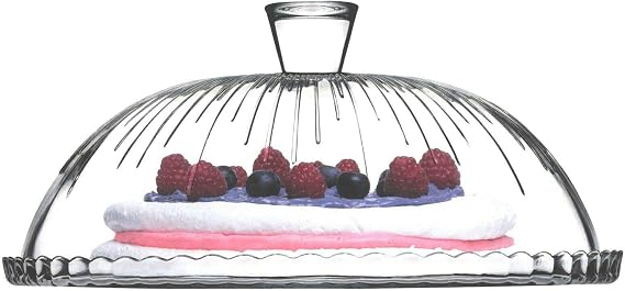 Pasabache Cam Kek Cam Cloche Kek Standı Pasta Kubbe Plaka Kapağı 32 cm Desen