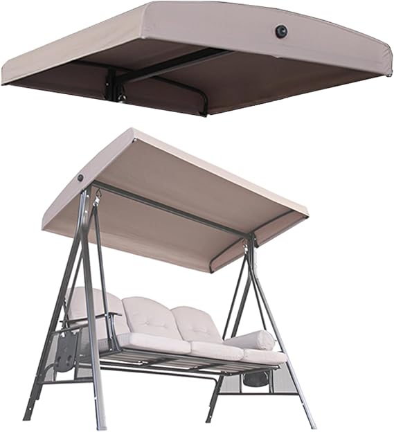 Swing Canopy Replacement Cover,2 3 Seater Outdoor Porch Swing Canopy,Waterproof Replacement Canopy Top Cover for Garden Swing Chair Patio Hammock(Size:2 Seater:152×124cm/59.8×48.8in)