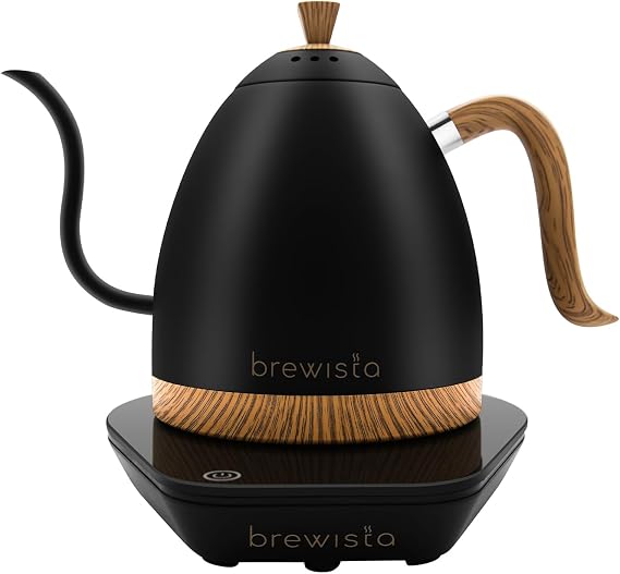 Brewista Artisan 電気グースネックケトル、LCDパネル付きウォーターボイラー、正確な温度制御、高速沸騰、コーヒー&紅茶、カフェ、1リットルマットブラック