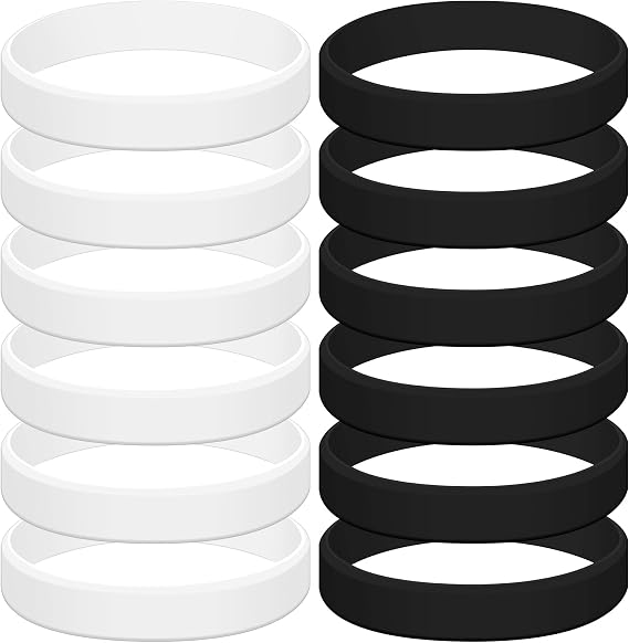24 PCS Silicone Bracelets for Women Men Friendship Silicone Wristbands Elastic Universal Rubber Bracelets Blank Wrist Bands for Birthday Sports Party Supplies Accessorie Gifts