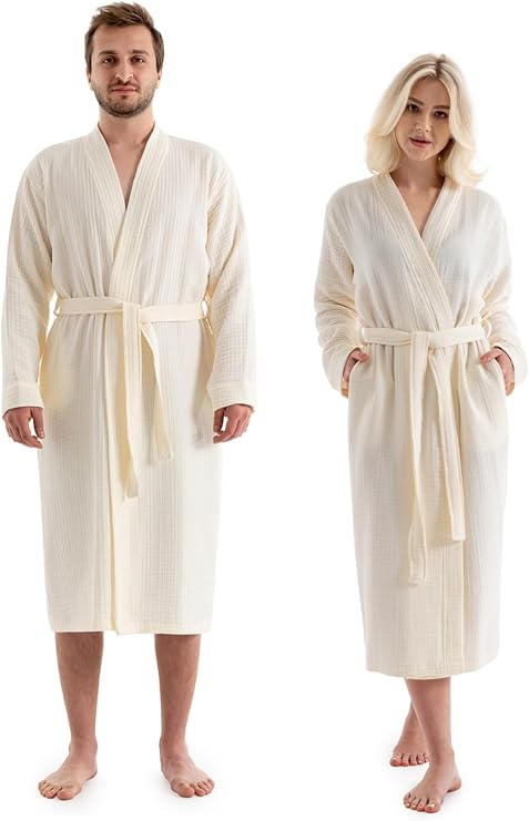 DENİZLİ CONCEPT Unisex Kimono 4 Kat Müslin Bornoz