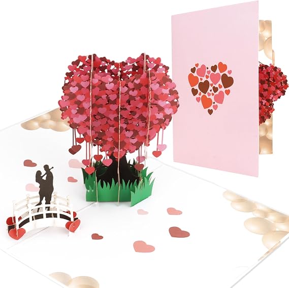 3D Pop Up Card Love Tree Valentine's Day Card with Envelope Wedding Card Congratulations Card for Valentine's Day Wedding Engagement Anniversary for Him Wife Husband Girlfriend