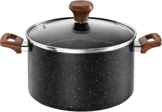 24cm Induction Base Nonstick Casserole Dish Pan with Glass Lid Stockpot