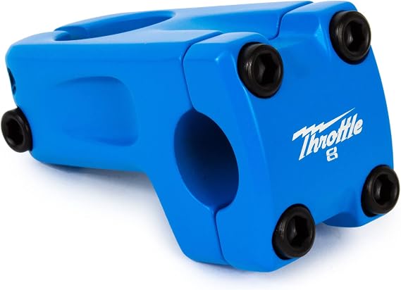 Eastern Bikes Throttle BMX Stem, 22.2mm Clamp Dia, 50mm Reach, Frontload or Topload, Lightweight 6061 Alloy, Chromoly Bolts (Frontload, Blue)