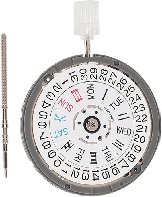 NH36 Automatic Mechanical Watch Movement, Dual Calendar Day Date Movement, 24 - Jewel Self - Winding Movement with Stem for Watch Repair and Replacement