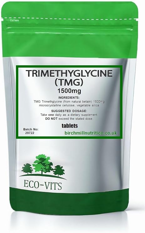 TMG TRIMETHYLGLYCINE (1500MG) 120 TABS, Heart & Liver Support Supplement | Helps Maintain Healthy Homocysteine Levels, Supports Methylation