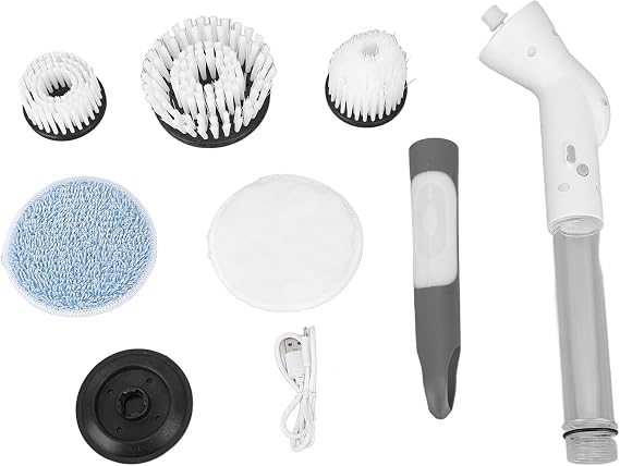 Electric Spin Scrubber Cordless Multifunctional Bathroom Long Handle Power Cleaning Brush with Replaceable Brush Heads