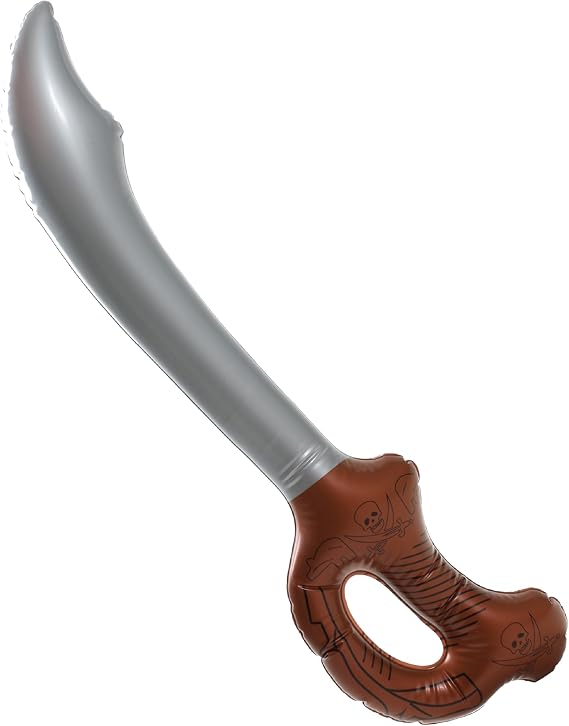 Inflatable Pirate Sword - 24"/60cm Long Grey Inflatable Pirate Cutlass - Pirate Themed Party Decoration, Fun Present, Photobooth Accessory