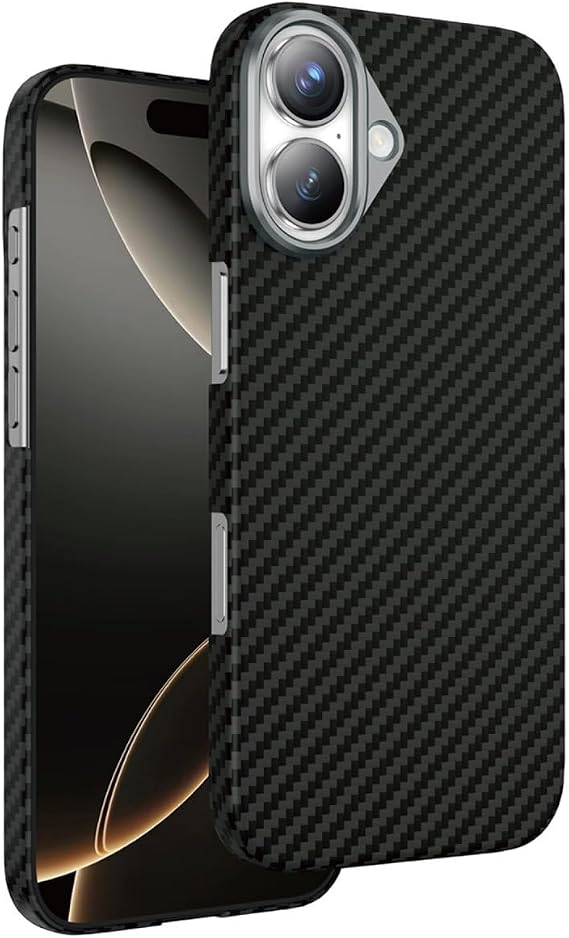m.tk moveteck Apple iPhone 17 Uyumlu Kılıf, Magsafe Şarj Özellikli, Ultra Slim, Aramid Karbon Fiber Kevlar, Siyah