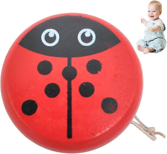 Ladybug Yoyo with String Cute Ladybug Pattern Wooden Kids Yoyo Eduational Fun Toddler for Hands-On Skills & Flexibility Development Thoughtful for Toddlers Game Toys.