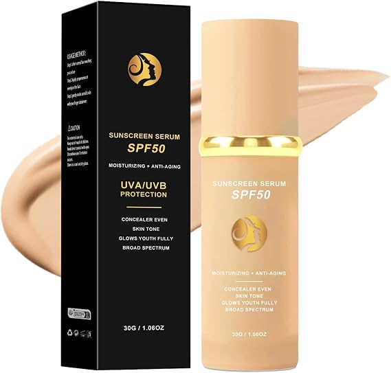 4-in-1 Colour Changing Foundation with SPF50 - Full Coverage Liquid Makeup for Mature Skin - Moisturizing Concealer & Anti-Aging Sunscreen Serum for Women - Anti-Aging, Makeup Skin