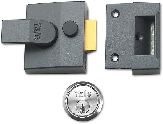 YALE YAL85DMGSC B-85-DMG-SC-40 Nightlatch Dark Metallic Finish, High Security with Automatic Deadlock, Gray, 40