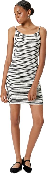 Mini Elbise İp Askılı Bisiklet Yaka Slim Fit