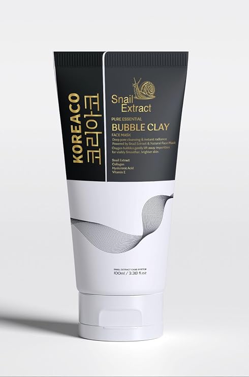 Koreaco Salyangoz Özlü Mucize Bubble Clay Yüz Maskesi | Ultra Yumuşak Nemli Parlak Köpüren Yüz Maskesi 100ml