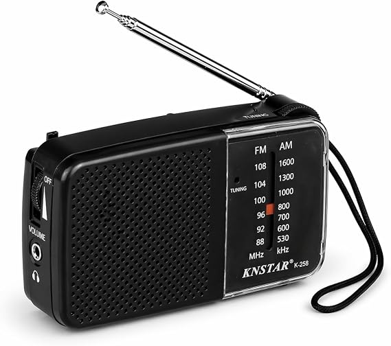 K-258 Taşınabilir Cep Radyosu FM/AM Deprem Radyosu Pilli Mini Radyo Kulaklık Girişli Kompakt Acil Durum Radyosu 2x AA Pil ile Çalışır
