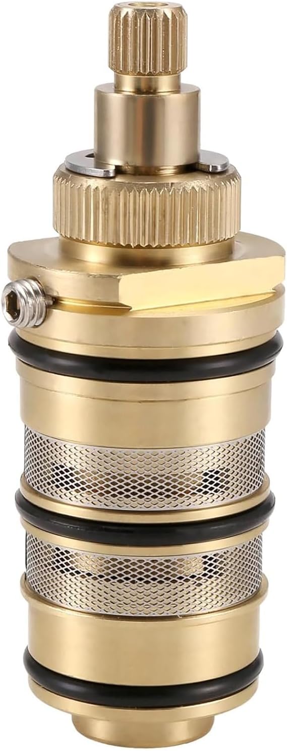 Thermostatic Valve Core,Brass Replacement Thermostatic Cartridge Shower Mixer Valve Bar Repair Kit, Used with Built-in Thermostats and Stick-Type Thermostats