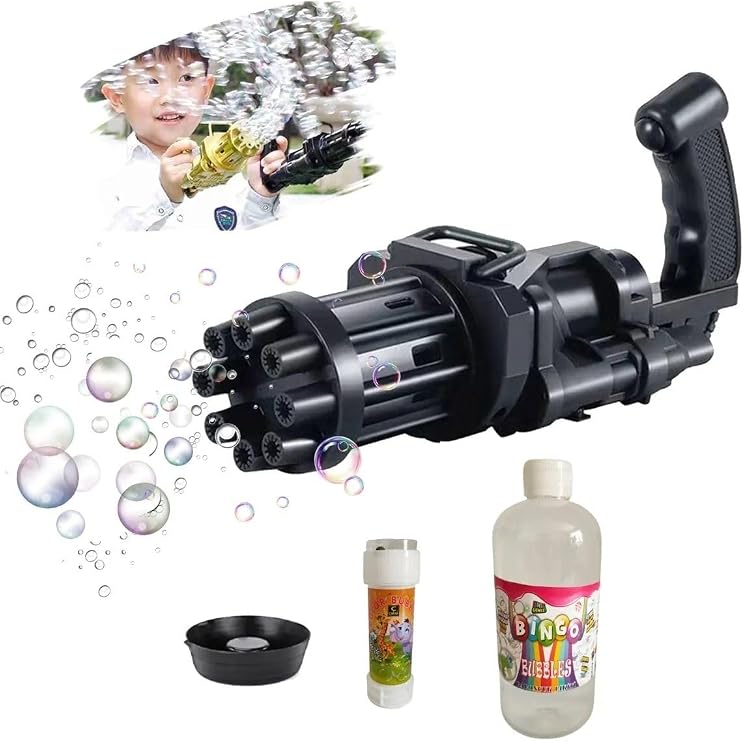 Çoklu Baloncuk Üreten Köpük Makinası + 50 Ml Ve 500 Ml Köpük Solüsyonu - Bubble Makina - Siyah