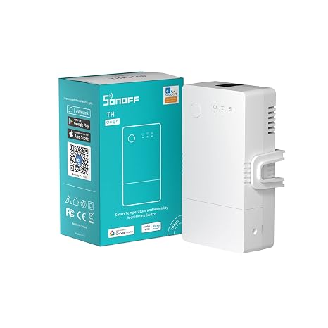 SONOFF Smart Temperature and Humidity Monitoring Switch, 2.4ghz WiFi Smart Switch Support Smart Schedule Remote Control, Compatible with Alexa, 16A TH Origin, THR316