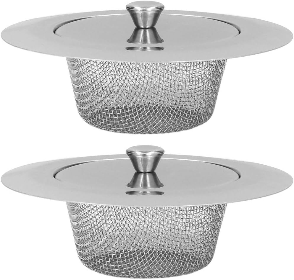 Drain Drain with Lid 2.8 - 4.3 inches 7 - 11 cm Drain Sink Sink Strainer Stainless Steel Basket Sink Strainer for Kitchen Kitchen Set of 2