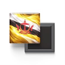 Brunei - Abstract Efektli Bayrak - Baskılı Kare Buzdolap Magneti