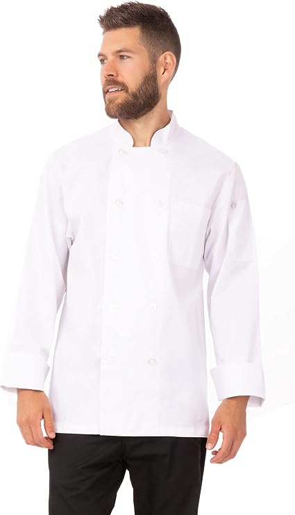 Chef Works Le Mans Chefs Jacket White unisex chef jacket with long sleeves. Size M