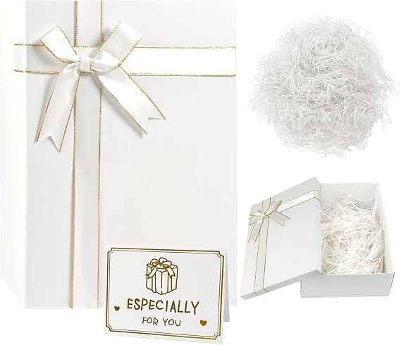 Gift Box with Lid 28 x 20 x 9 cm White Large Gift Boxes for Presents