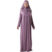 One Piece Practical Headscarved Robed Prayer Dress 8015 Rose Dry