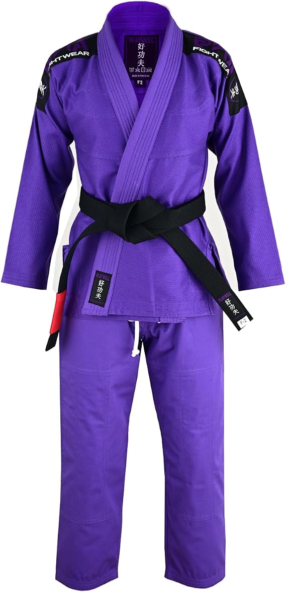 Playwell Pro Ladies BJJ GI Jiu Jitsu Uniform Suit ( with Free Ju Jitsu White BELT) - Purple