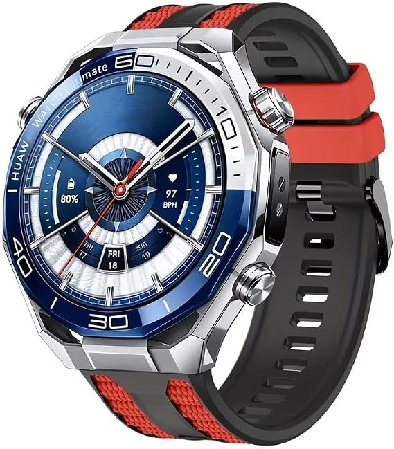 UnDePlus Redmi Watch 5 Active/Lite Amazfit GTR 2 2E Lite 47mm Pace (22mm) ile uyumlu Kordon GT5 Seri Lansman Band 128 Siyah-Kırmızı