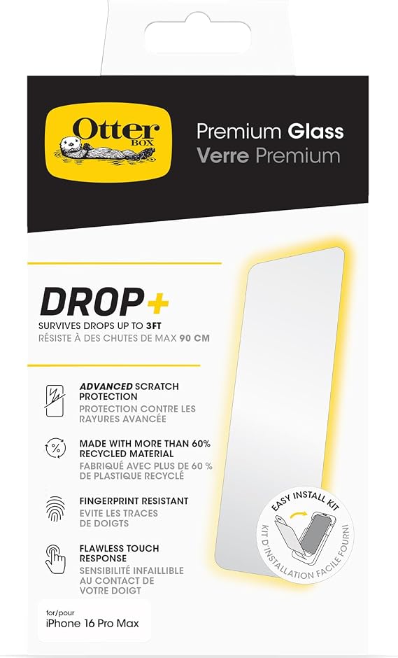 OtterBox iPhone 16 Pro Max Uyumlu Premium Cam Ekran Koruyucu, Temperli Cam