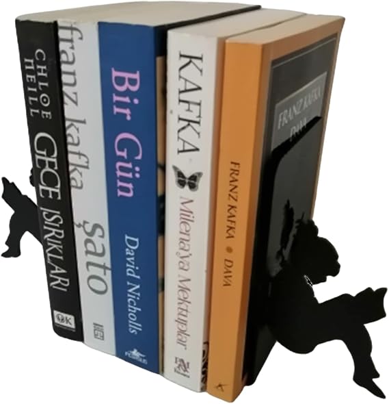 RİSİNGMABER Dekoratif Kitap Okuyan Kız Figürlü Metal Kitap Tutucu 2'li paket(Kitap Ayracı Hediyeli).