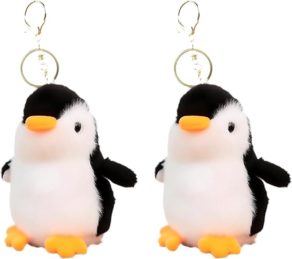 2 Pcs Penguin Plush Keychain Cute Antarctic Toys Cute Dolphin Keyring Black Penguin Stuffed Animal Soft Keychain for Handbag Decoration Gifts Handbags Purses Accessories.