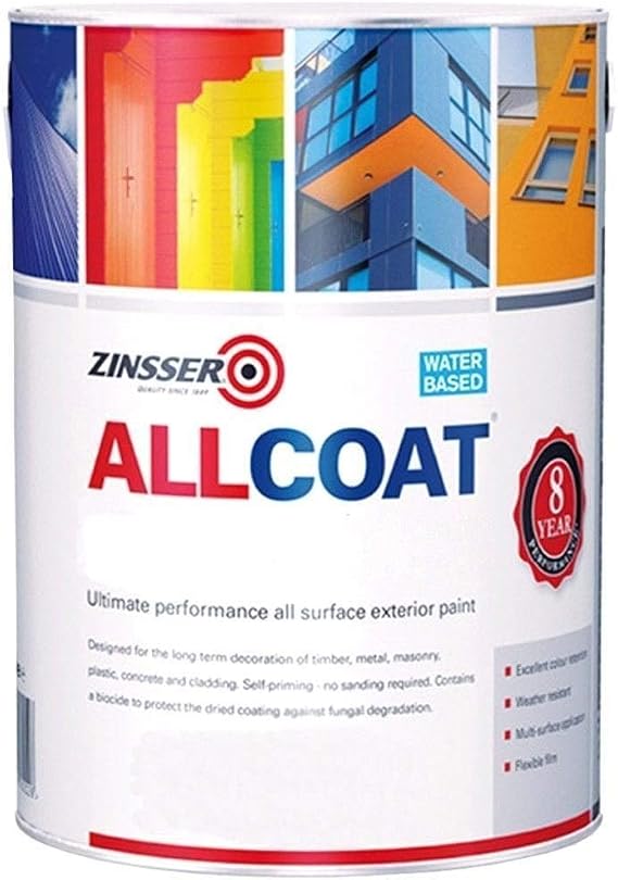 Zinsser Allcoat Exterior WB (Gloss Finish) Ready Mixed Colours 1 litre White