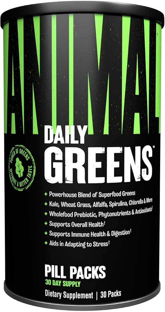 ANIMAL Greens PAK – Your Green Helpers &amp; Daily dose of Green superfood – with spirulina, chlorella &amp; maca for Energy, Immune System, Digestion &amp; Well-Being – 30 Packs