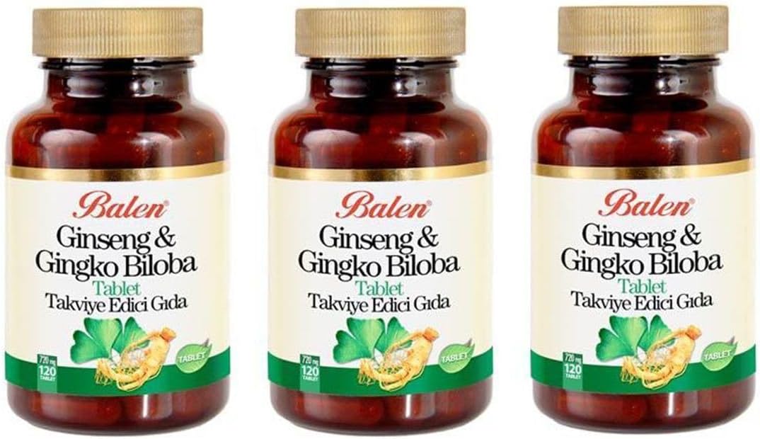 BALEN 3 Kutu Ginseng Gingko Biloba Tablet 720 Mg x 120 x 3 Ginkgo Ginko