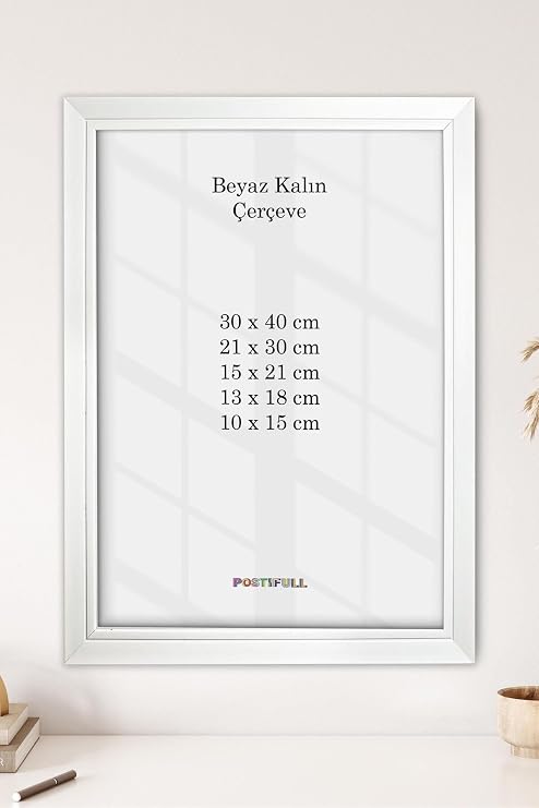 Postifull Estetik Çerçeve, Beyaz Kalın Fotoğraf Çerçevesi, Resim Çerçevesi, Salon, Mutfak, Hol, Ofis Çerçevesi;30 X 40 Kalın Beyaz